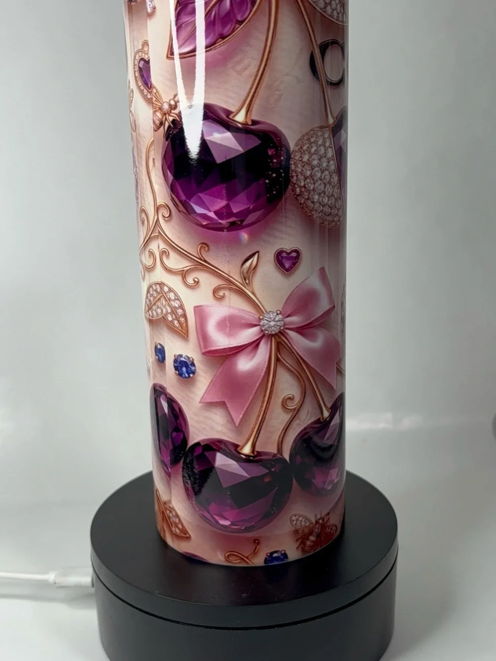 Tumbler 20 oz Coach Pink and Purple Cherry Accent Lantern